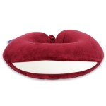 VIAGGI U Shape Round Memory Foam Soft Travel Neck Pillow for Neck Pain Relief Cervical Orthopedic Use Comfortable Neck Rest Pillow - Burgandy